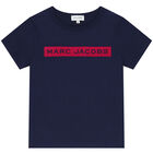 تيشيرت بنات بالشعار باللون الكحلي, 1, hi-res