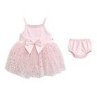 Baby Girls Pink Bow Tulle Dress Set, 1, hi-res