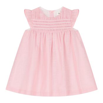 Baby Girls Pink Shirred Dress