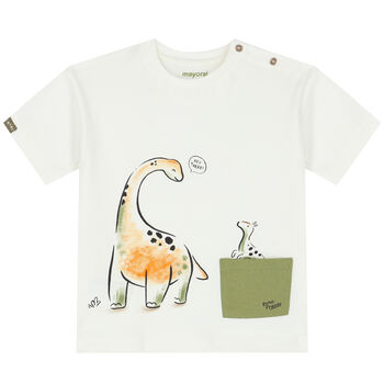 Younger Boys White Dinosaur T-Shirt