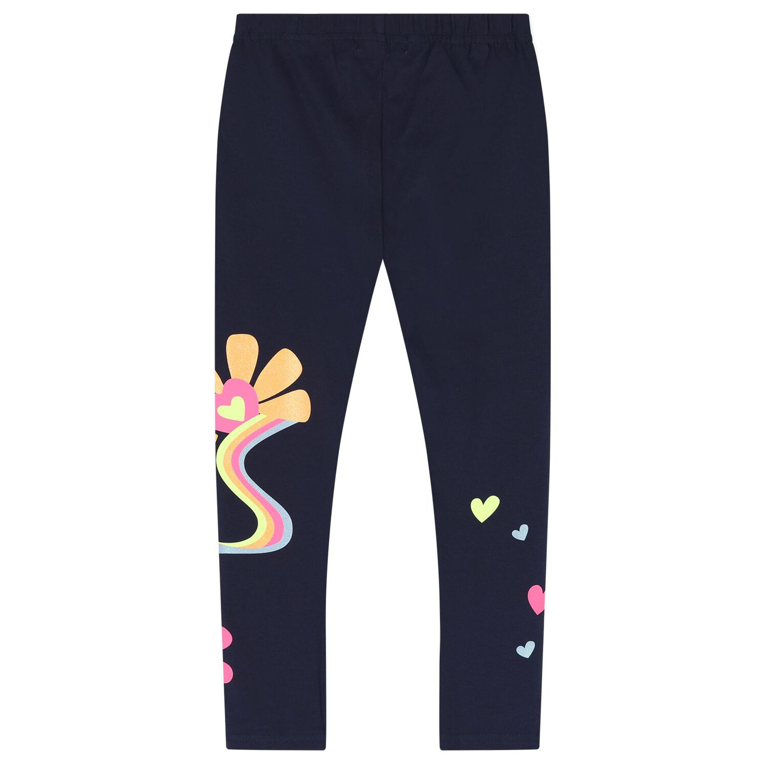 Girls Navy Blue Flower Leggings, 1, hi-res