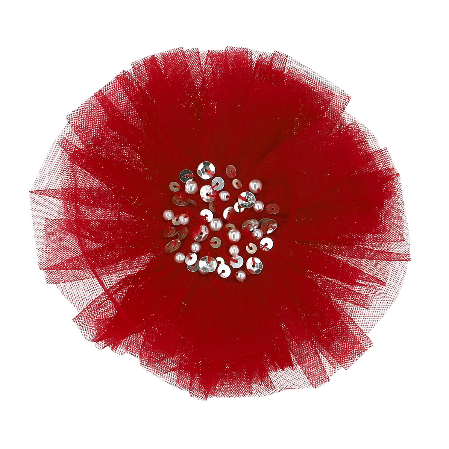 Girls Red Tulle Hairclip, 1, hi-res