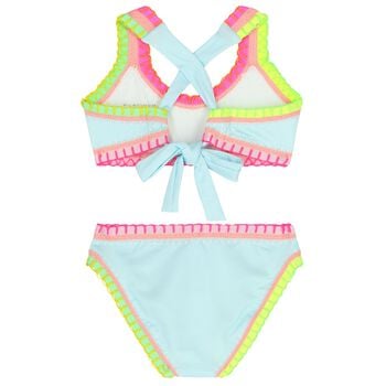 Girls Light Blue Embroidered Bikini