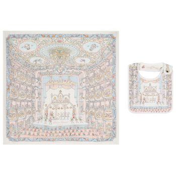 White & Blue Nutcracker Baby Carré Swaddle & Bib Gift Set