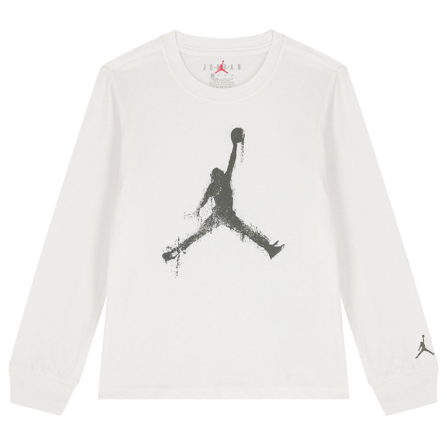 White Jordan Logo Long Sleeve Top, 1, hi-res