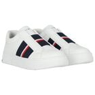 Boys White Logo Leather Trainers, 1, hi-res