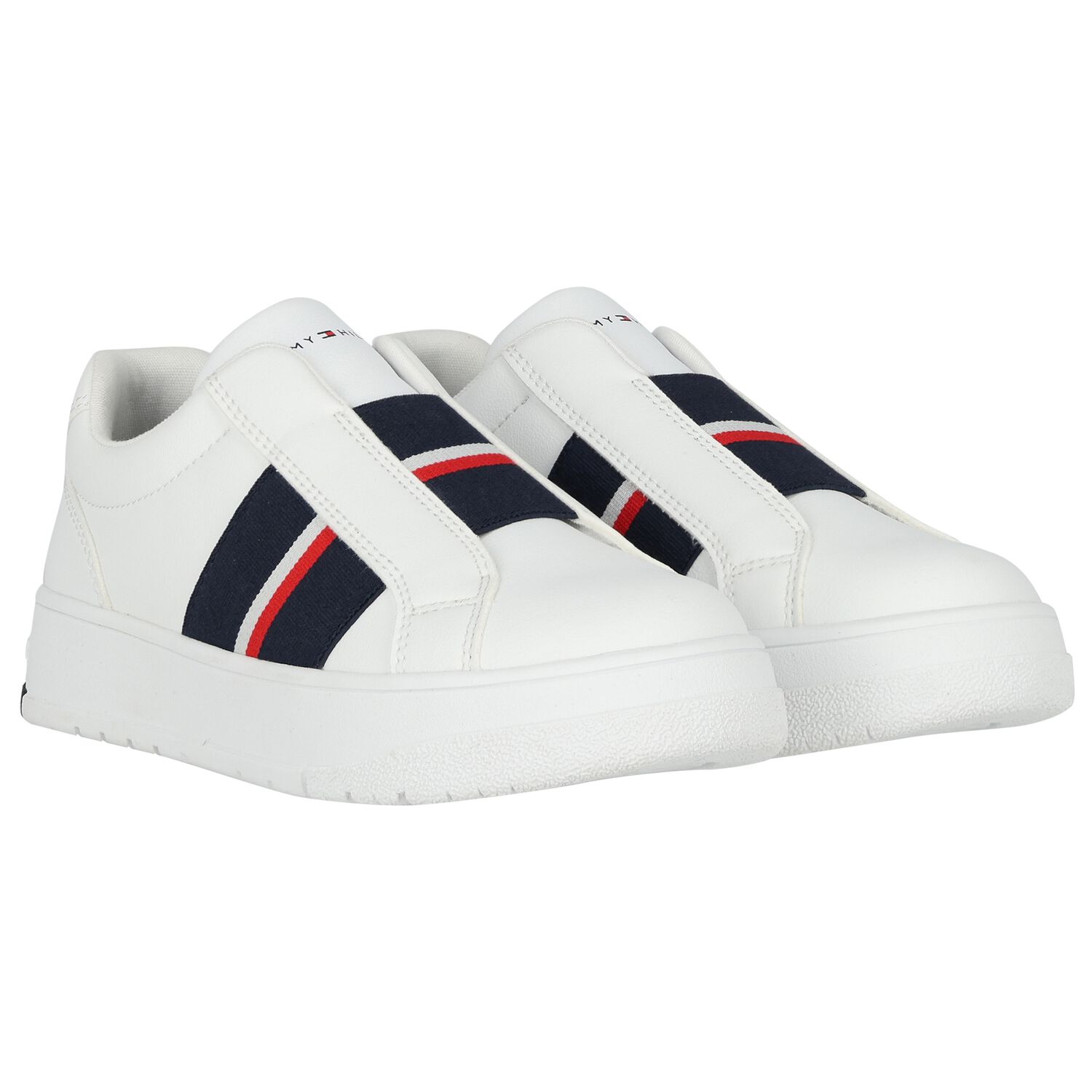 Boys White Logo Leather Trainers, 1, hi-res