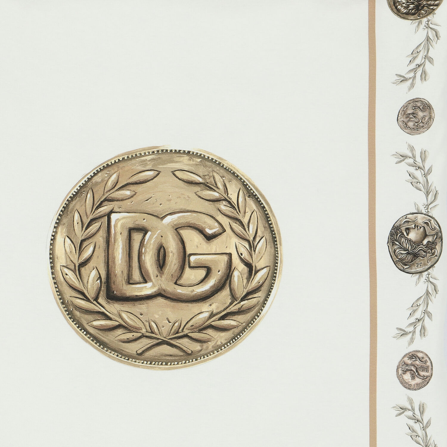 مدس بالشعار بطبعة العملات باللون الابيض والبيج, 1, hi-res image number null