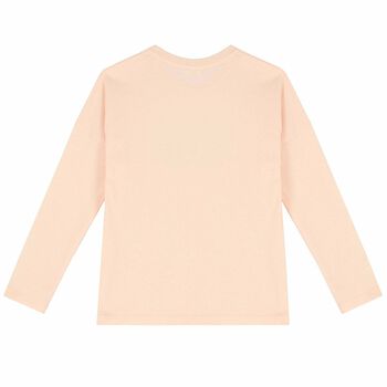 Girls Pale Pink Long Sleeve Logo Top