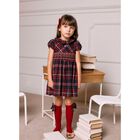 Girls Navy Blue Tartan Smocked Dress, 1, hi-res