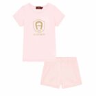 Girls Pink Logo Pyjamas, 1, hi-res