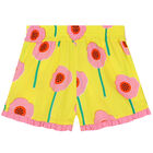 Girls Yellow & Pink Flower Shorts, 1, hi-res