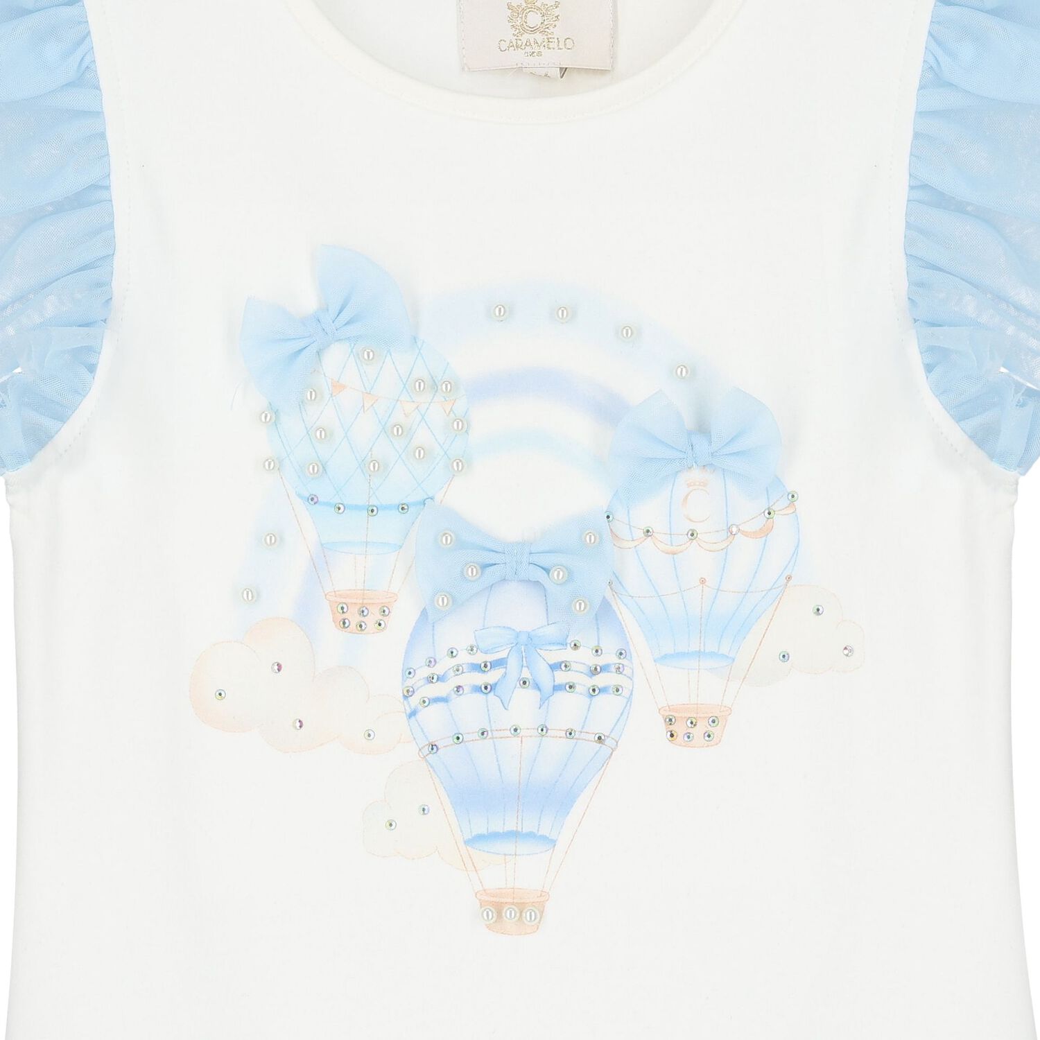 Girls White & Blue Balloon Dress, 1, hi-res image number null