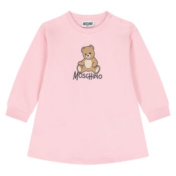 Younger Girls Pink Teddy Bear Logo Dress