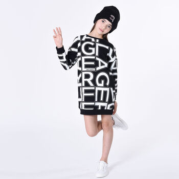 Girls Black Logo Sweatshirt Dress