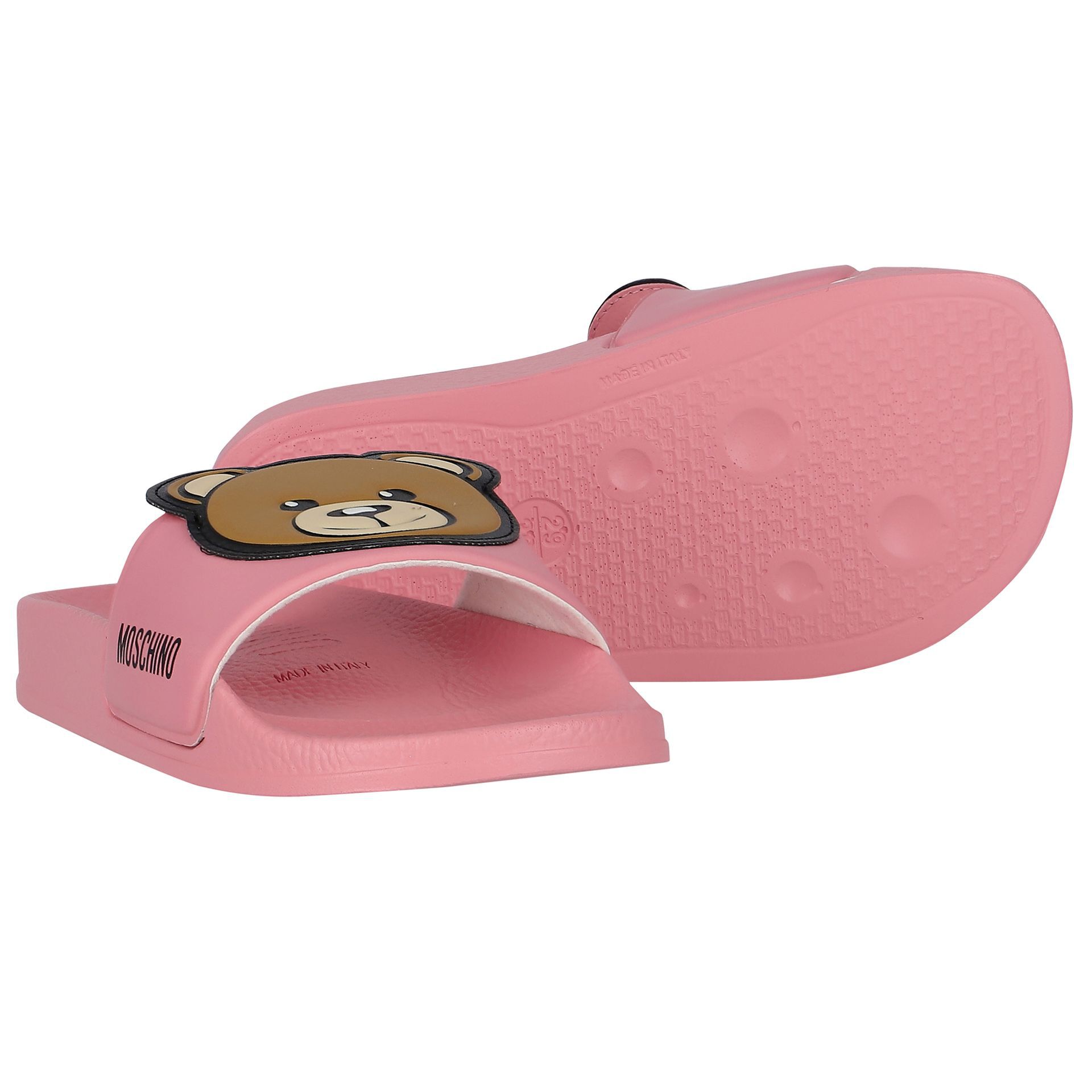 Moschino Girls Pink Teddy Bear Logo Sliders Junior Couture UAE