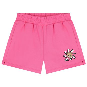 Girls Pink Teddy Bear Logo Shorts