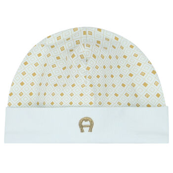 Baby Boys Blue, Ivory & Gold Logo Hat