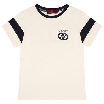 Boys Beige Logo T-Shirt