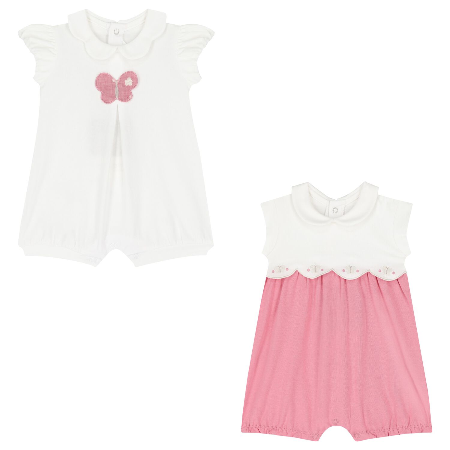 Baby Girls White & Pink Rompers ( 2-Pack ), 3, hi-res image number null