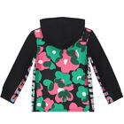 Girls Black Logo Floral Hooded Top, 1, hi-res