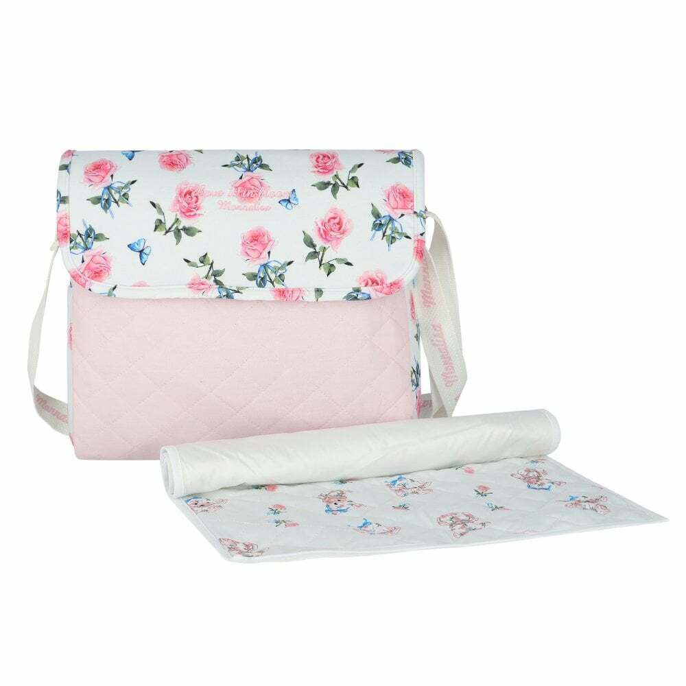 Monnalisa Baby Girls White Pink Roses Changing Bag Junior Couture UAE