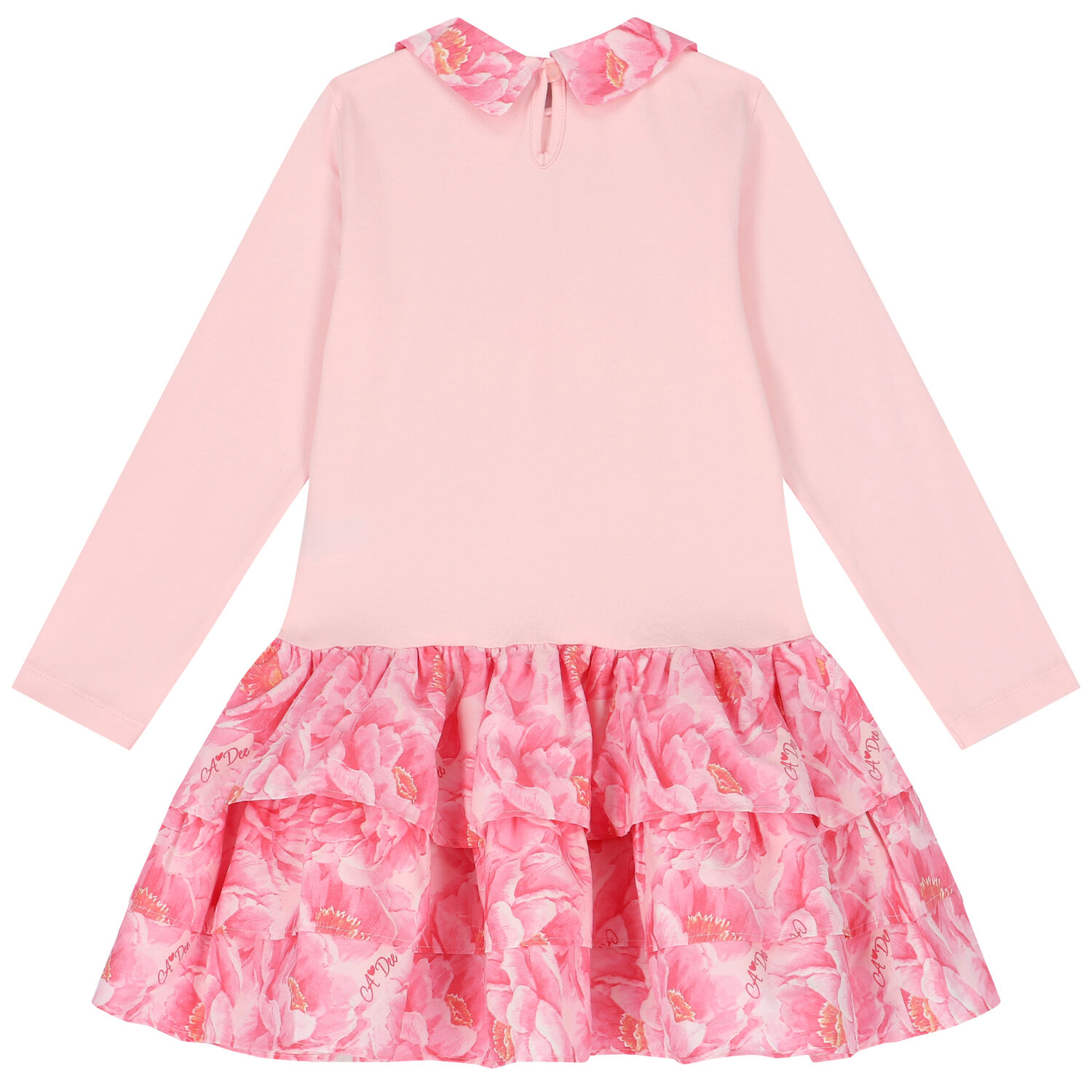 فستان بنات بالزهور باللون الوردى, 1, hi-res