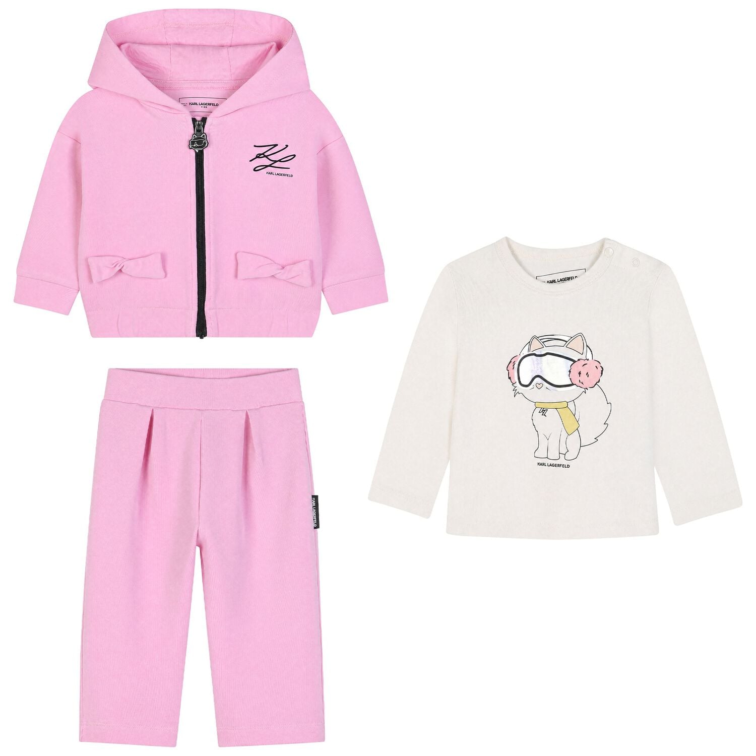 Younger Girls Pink Choupette Logo Tracksuit Set, 1, hi-res