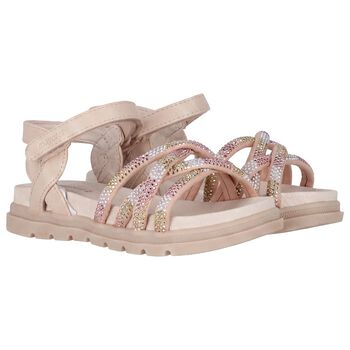 Girls Beige Logo Sandals 