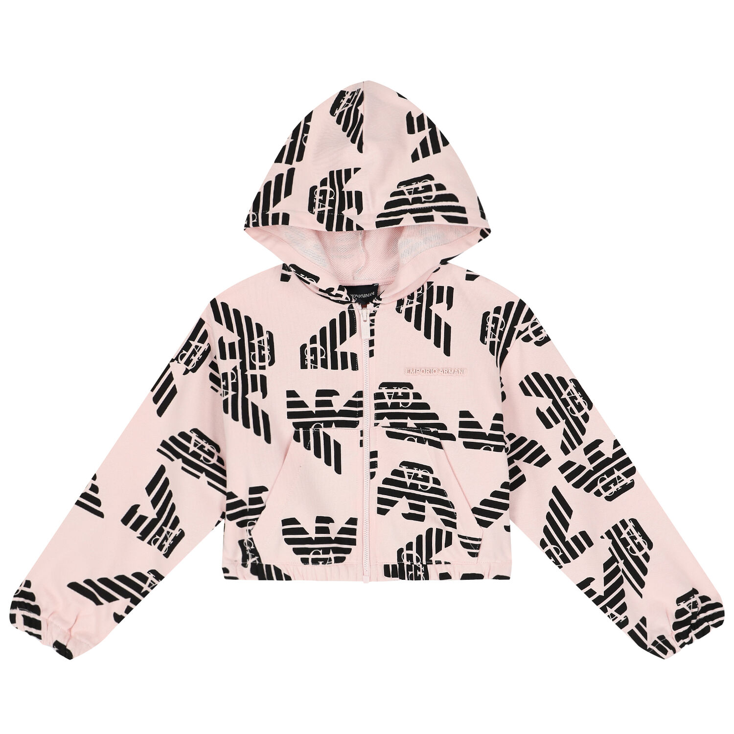 Girls Pink Logo Hooded Zip Up Top, 1, hi-res