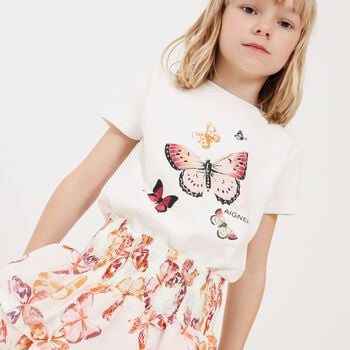 Girls Ivory Butterflies Logo T-Shirt
