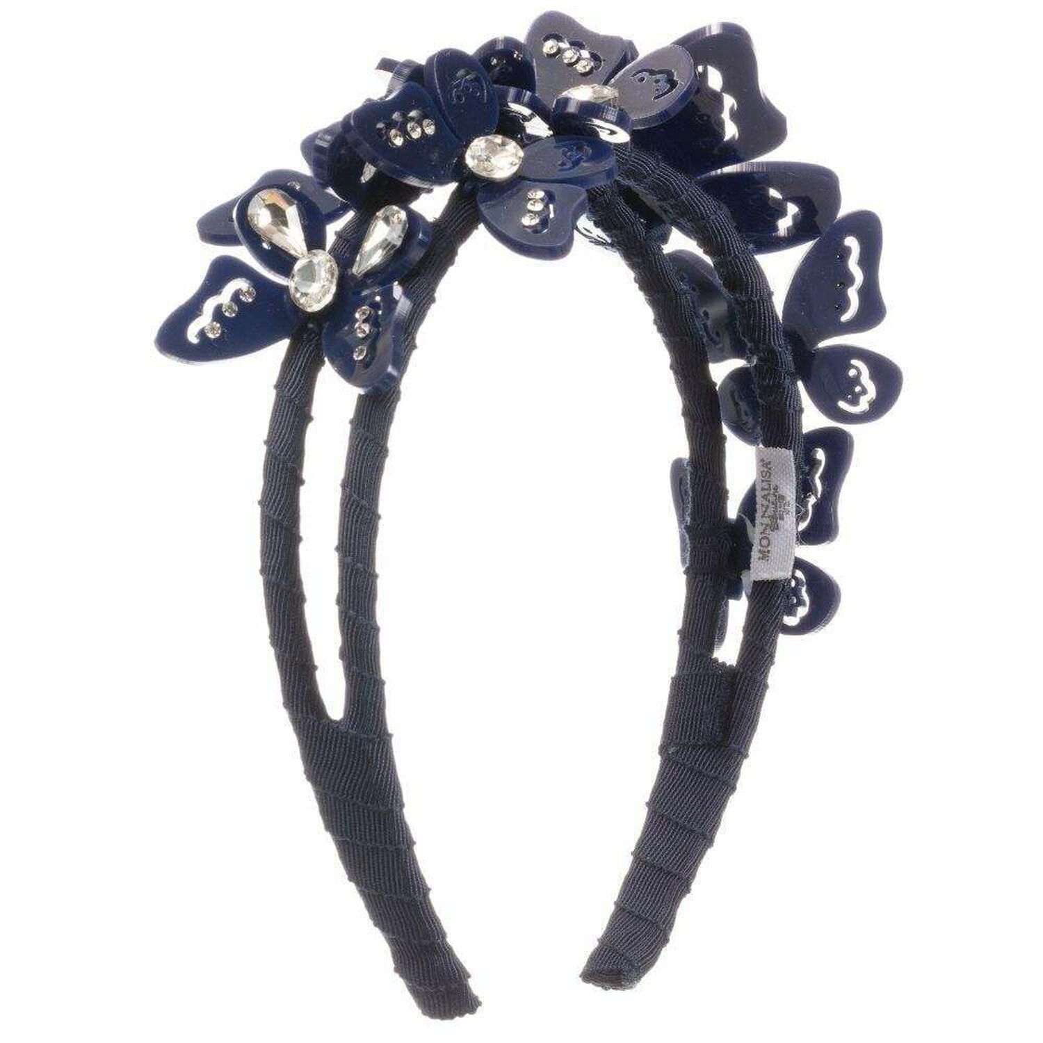 Girls Navy Butterfly Headband, 1, hi-res