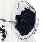 Girls White & Navy Blue Ruffled Dress, 1, hi-res