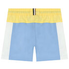 Younger Boys Yellow & Blue Logo Swim Shorts, 1, hi-res