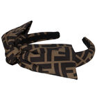 Girls Beige FF Bow Headband, 1, hi-res