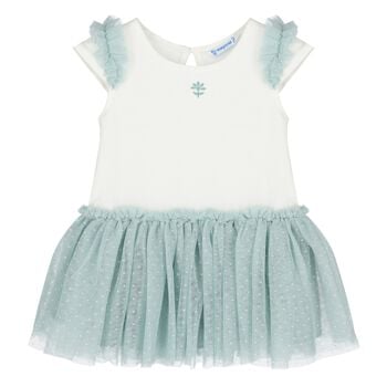 Younger Girls Ivory & Green Dress