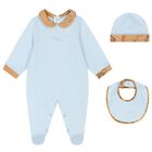 Baby Boys Blue & Beige Geo Map Babygrow Gift Set, 2, hi-res