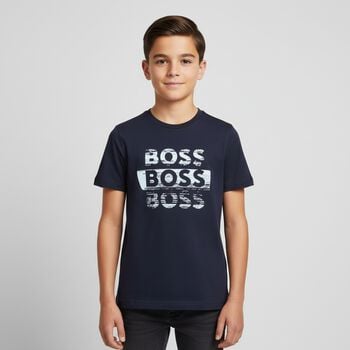 Boys Navy Blue Logo T-Shirt
