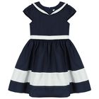 Girls Navy Blue & White Dress, 1, hi-res