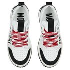 White & Black Logo Leather Trainers, 1, hi-res