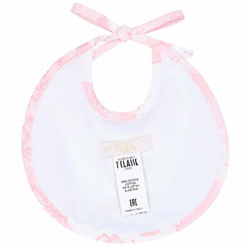 Baby Girls White & Pink Geo Map Bib