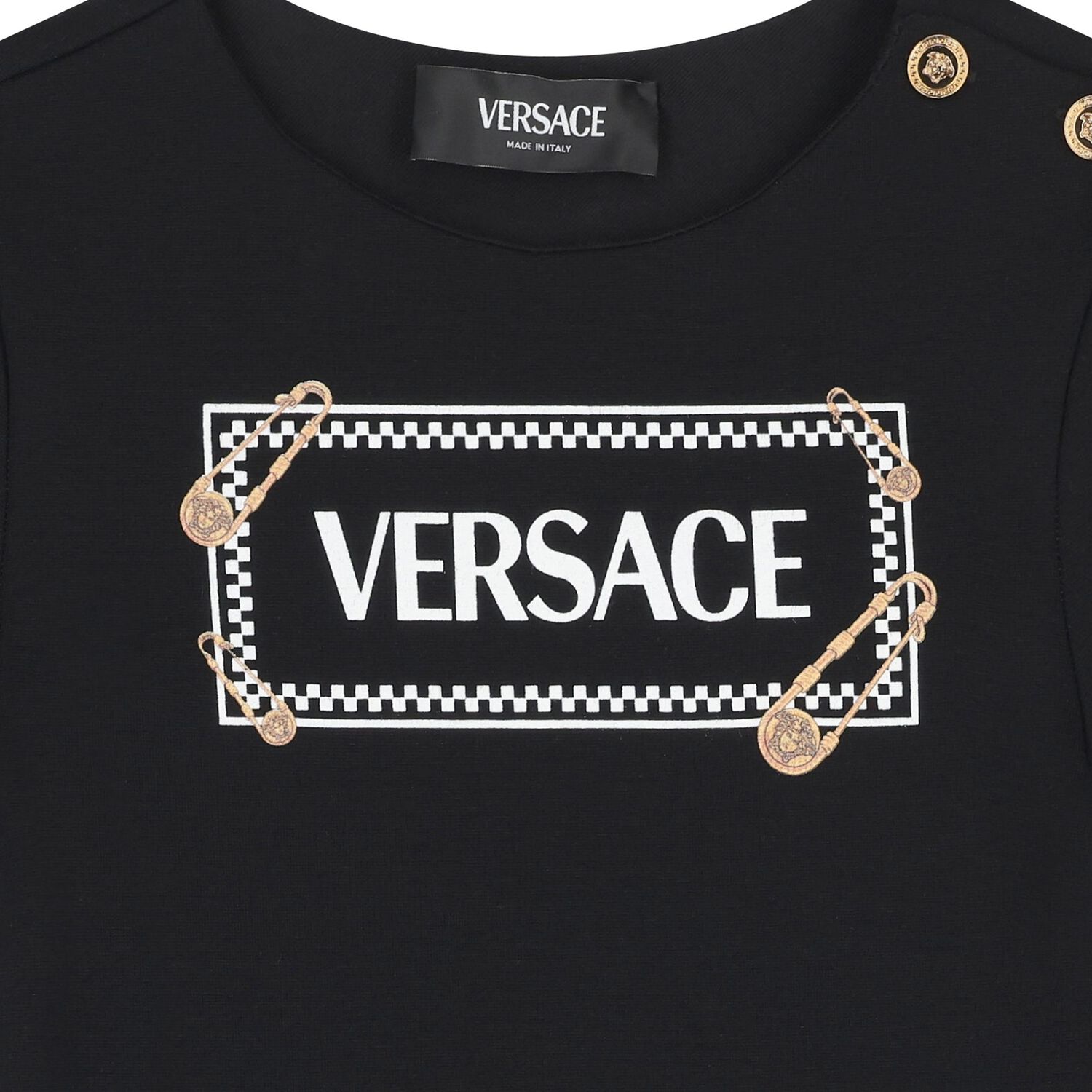 فستان بنات بالشعار باللون الاسود, 1, hi-res