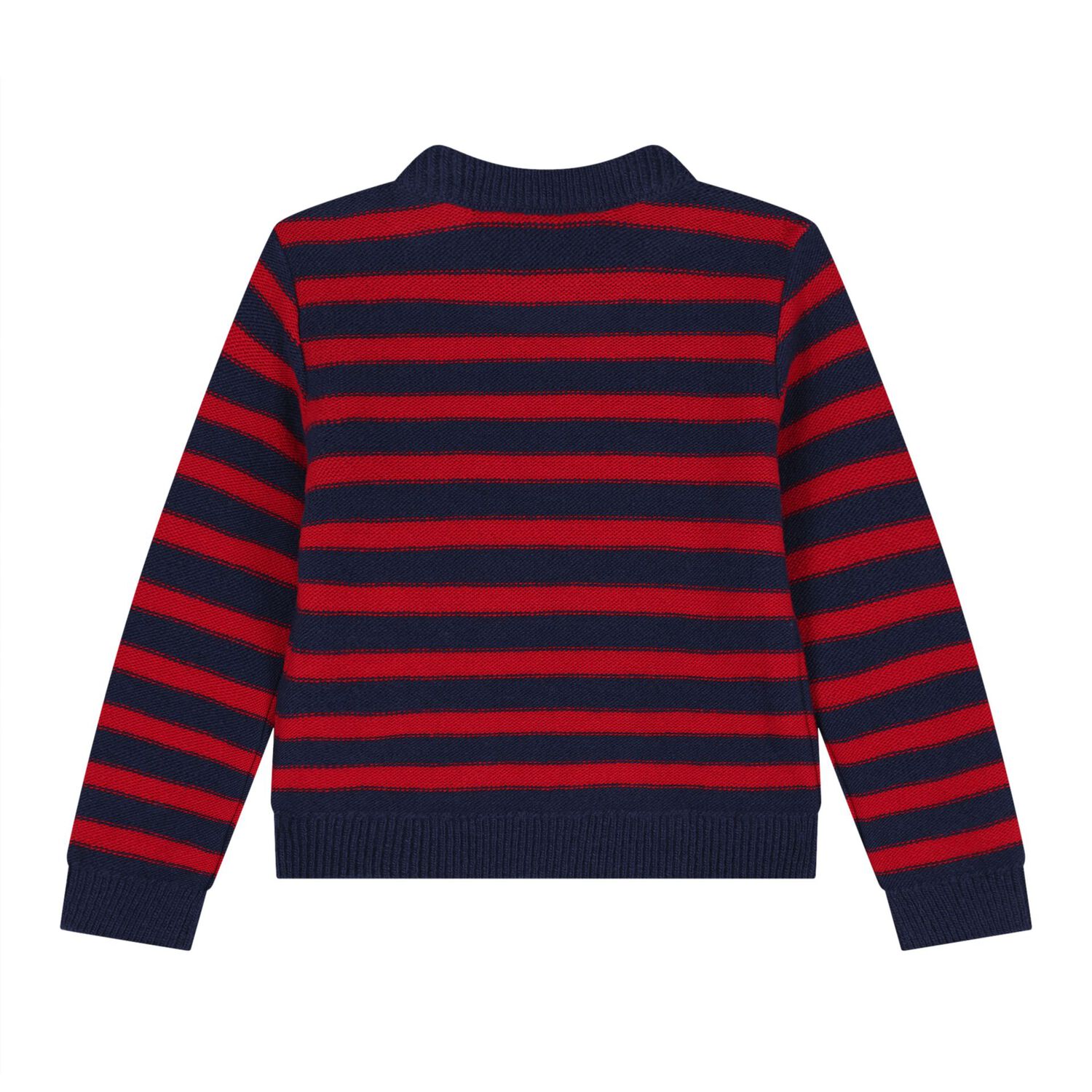 Baby Boys Navy Blue & Red Logo Striped Jumper, 1, hi-res