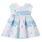 Younger Girls Blue & Pink Satin Dress, 1, hi-res