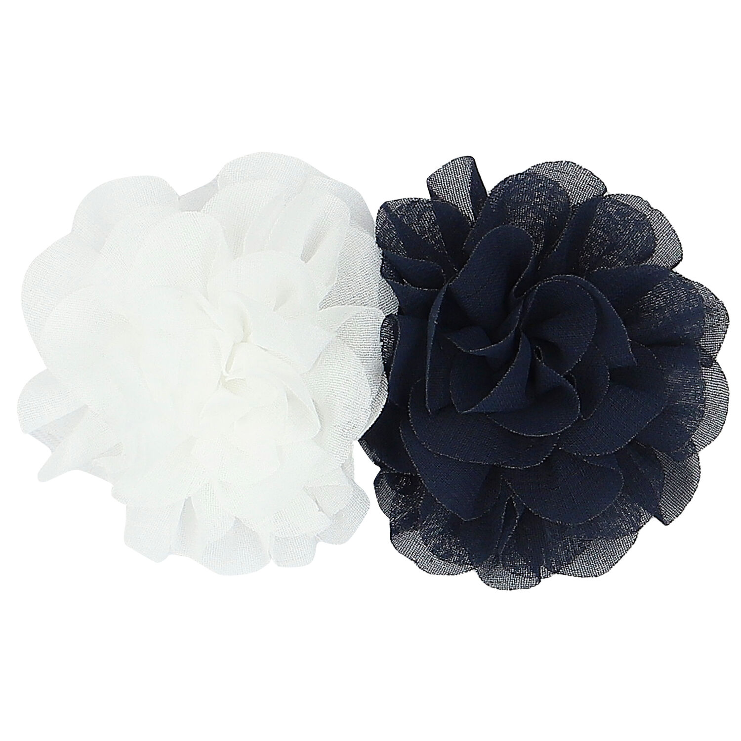 Girls White & Navy Blue Flower Hair Clip, 2, hi-res image number null