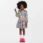 Girls Navy Blue & Neon Pink Dress, 1, hi-res