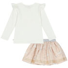 طقم بنات تنورة مزخرف باللون البيج و العاجي, 1, hi-res