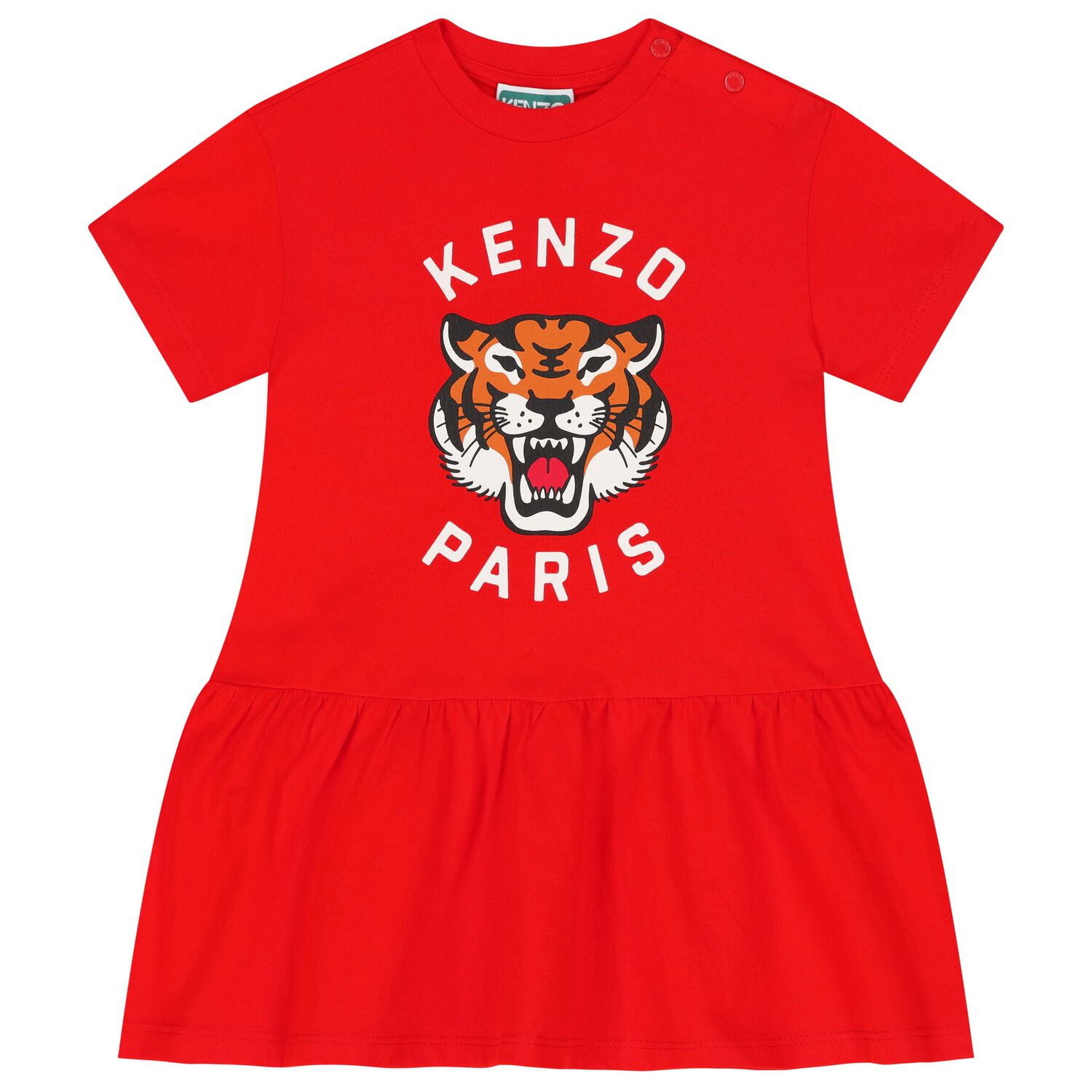 Younger Girls Red Tiger Logo Dress, 2, hi-res