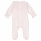 Baby Girls Pink Bow Babygrow, 1, hi-res