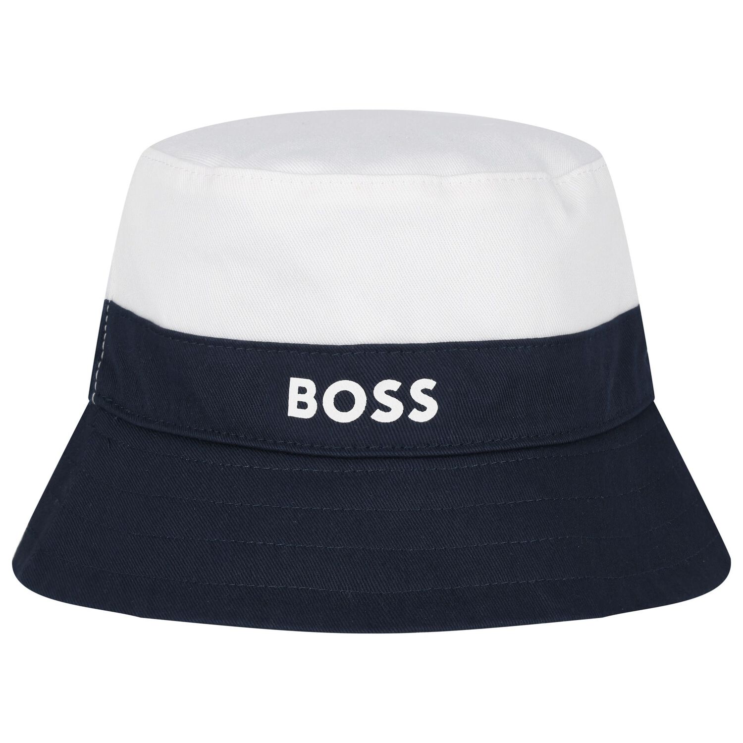 Baby Boys White, Navy Blue & Blue Logo Reversible Hat, 2, hi-res